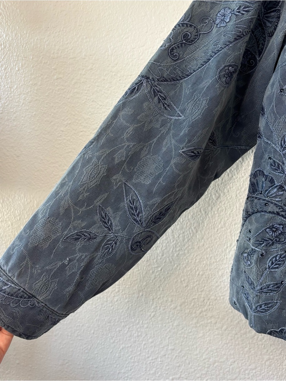 Coldwater Creek Floral Paisley Blazer Jacket Blue Large Lightweight Vtg Boho - Picture 8 of 14